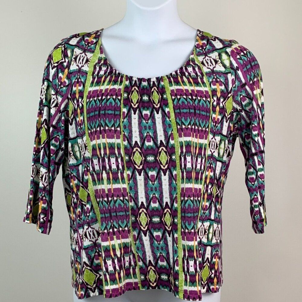 Chico's Tee Top 3 (16) Colorful  Round neck 3/4 Sleeve T-shirt